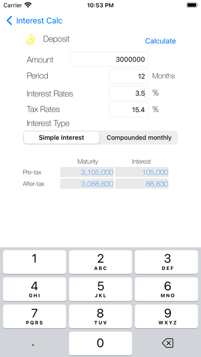 Interest Calculator (deposits) screenshot 1