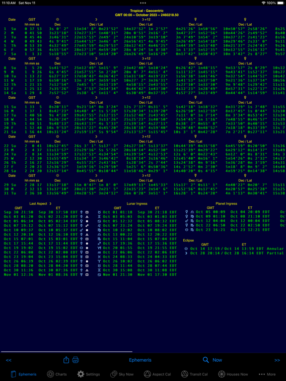 iPhemeris Astrology Charts screenshot 4
