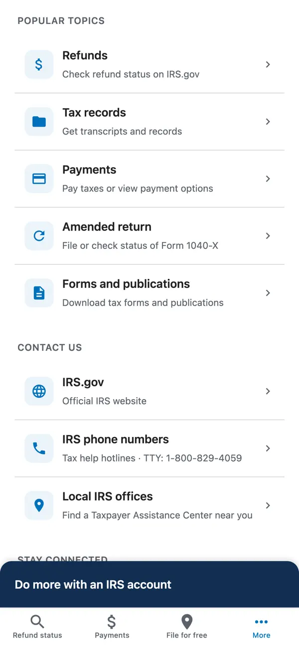 IRS2Go screenshot 1