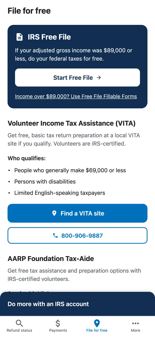 IRS2Go screenshot 2