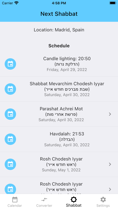 Jewish Calendar Dates screenshot 4