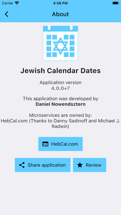 Jewish Calendar Dates screenshot 1