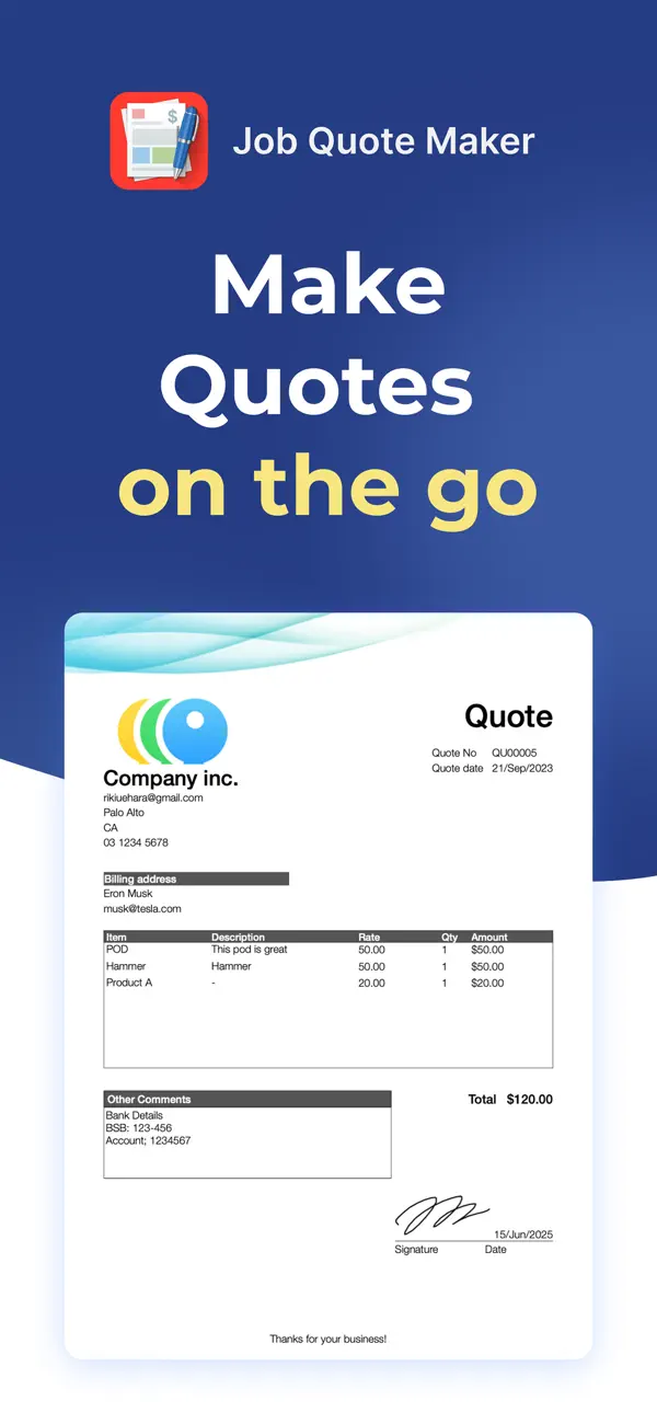 Job Quote Maker - Invoice app screenshot 6
