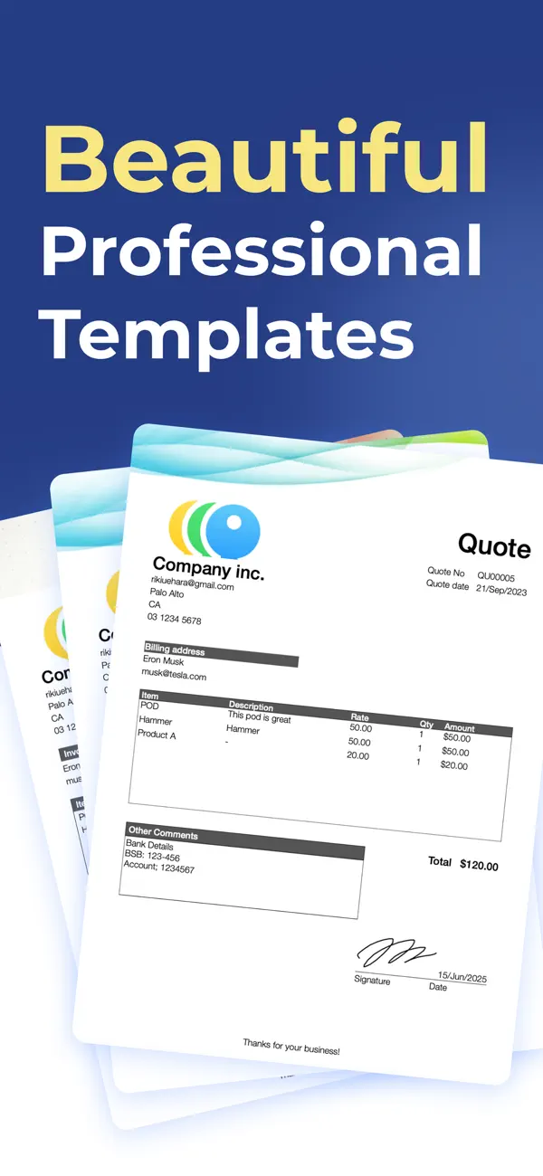 Job Quote Maker - Invoice app screenshot 1