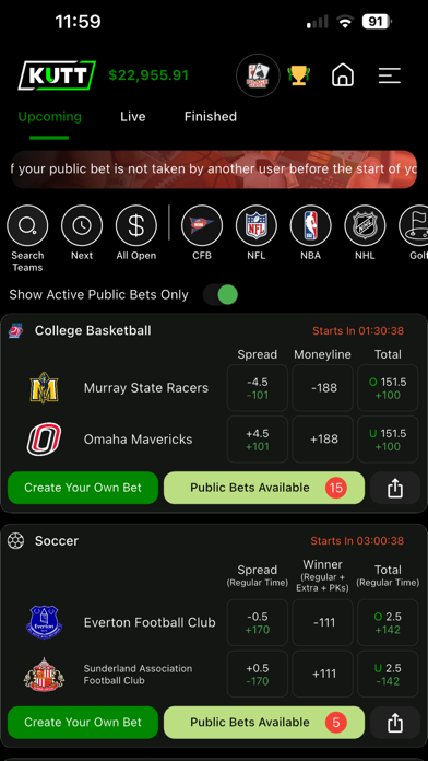 Kutt - Social Betting Platform screenshot 1