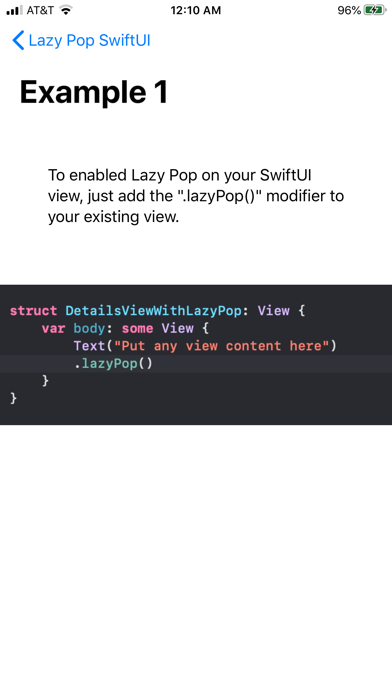 Lazy Pop SwiftUI Demo screenshot 1