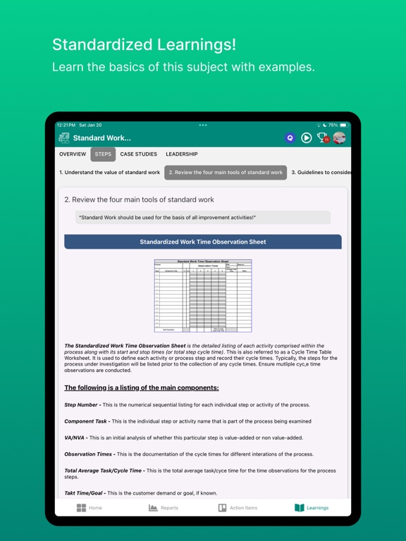 Lean Standard Work Rpt screenshot 3