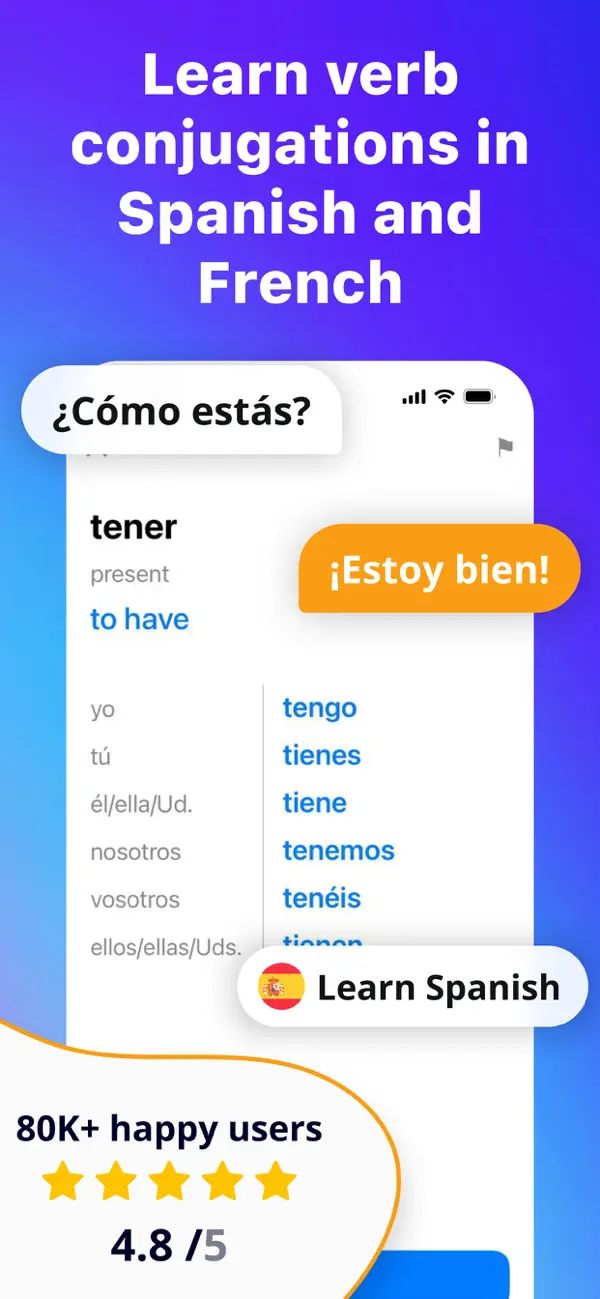 Learning Spanish Verbs, French screenshot 6
