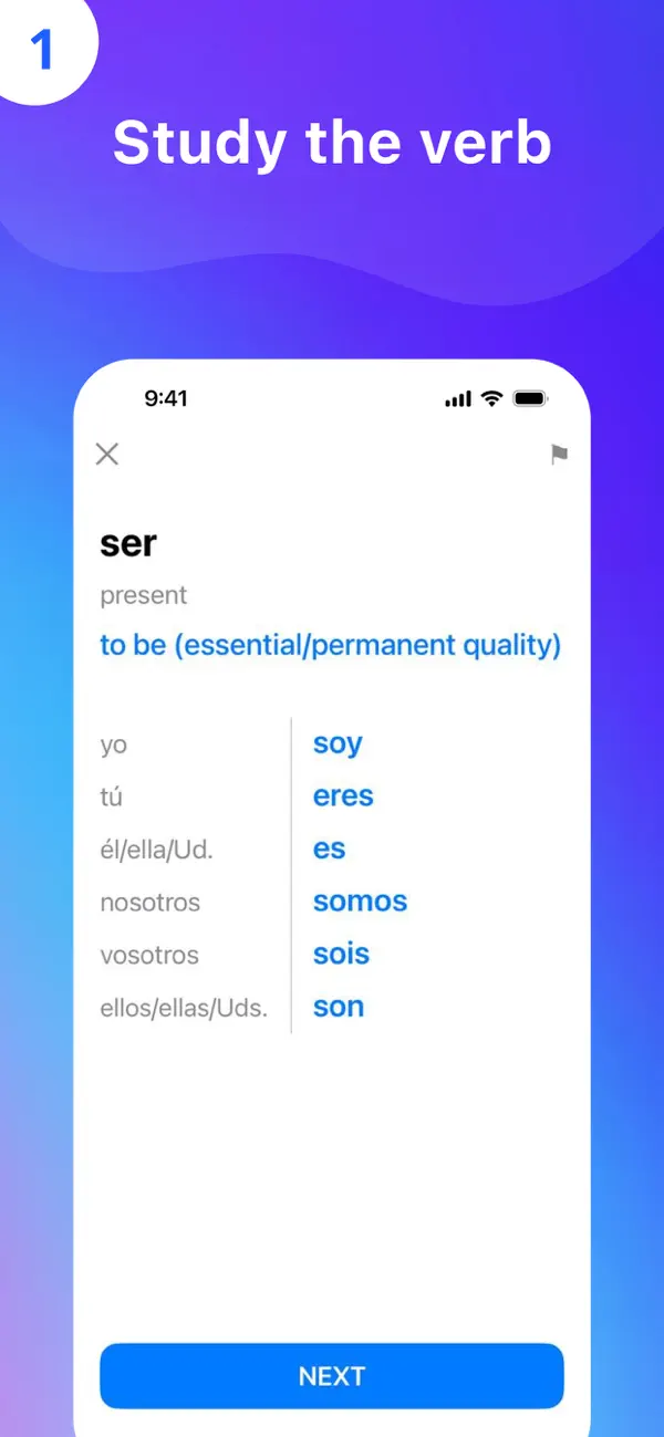 Learning Spanish Verbs, French screenshot 2