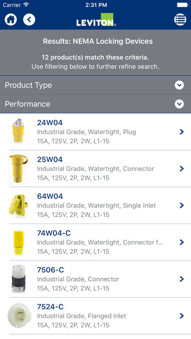 Leviton Wiring Device Selector screenshot 2