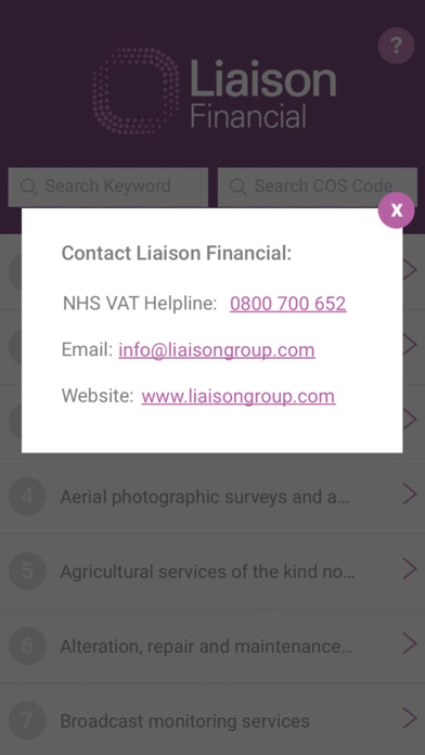 Liaison NHS VAT COS Checker screenshot 1