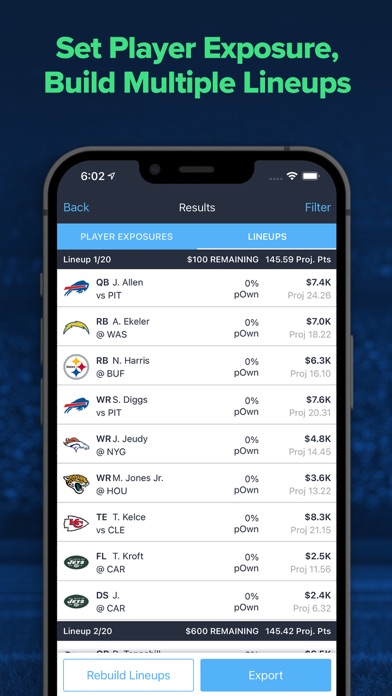 LineupHQ FanDuel DFS Optimizer screenshot 3