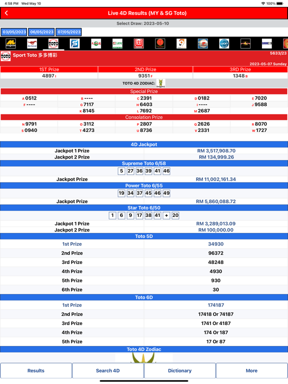 Live 4D Results Toto 4D screenshot 7