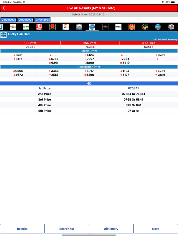 Live 4D Results Toto 4D screenshot 4
