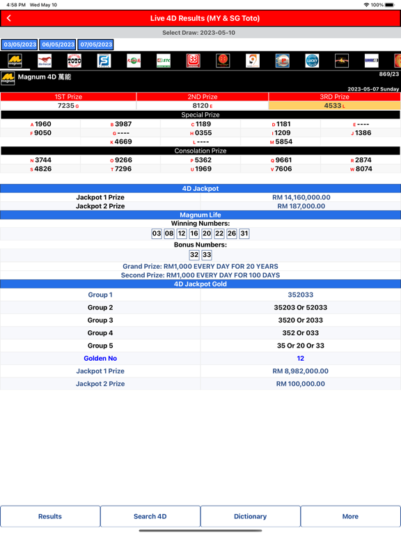 Live 4D Results Toto 4D screenshot 9