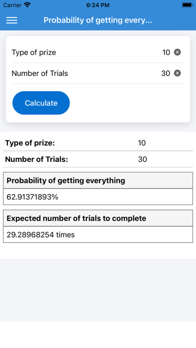 Lottery Probability Calculator screenshot 1