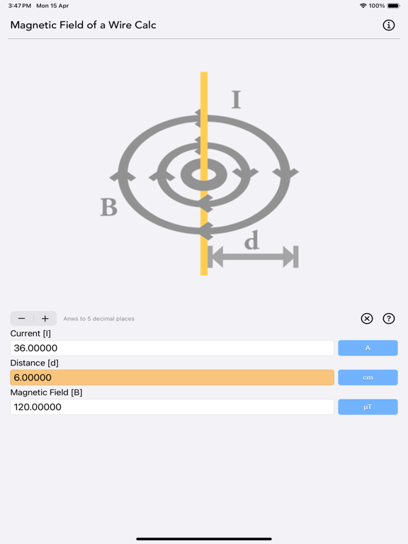 Magnetic Field of a Wire Calc screenshot 8