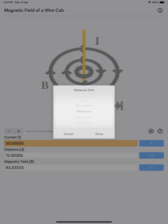 Magnetic Field of a Wire Calc screenshot 9