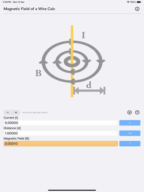Magnetic Field of a Wire Calc screenshot 6