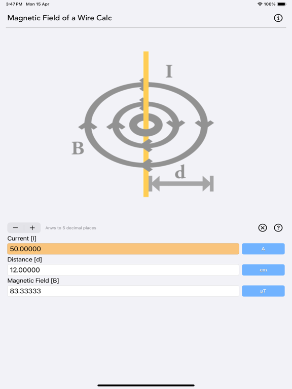 Magnetic Field of a Wire Calc screenshot 10