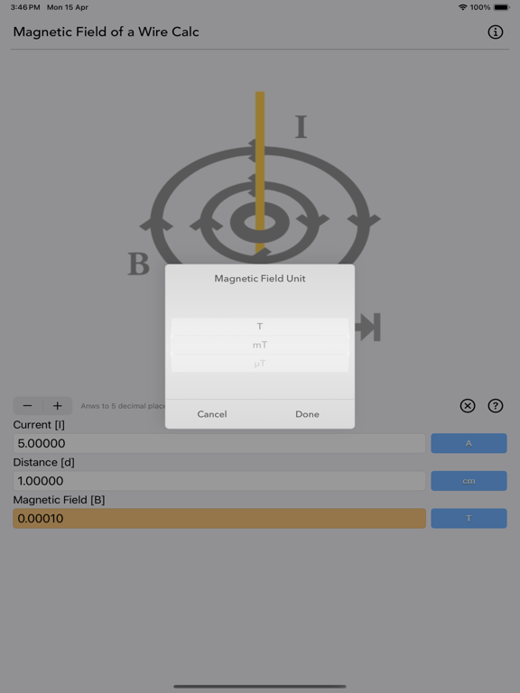 Magnetic Field of a Wire Calc screenshot 7