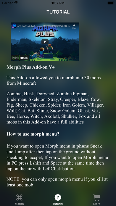 MCPE ADDONS - Morph Mods screenshot 1
