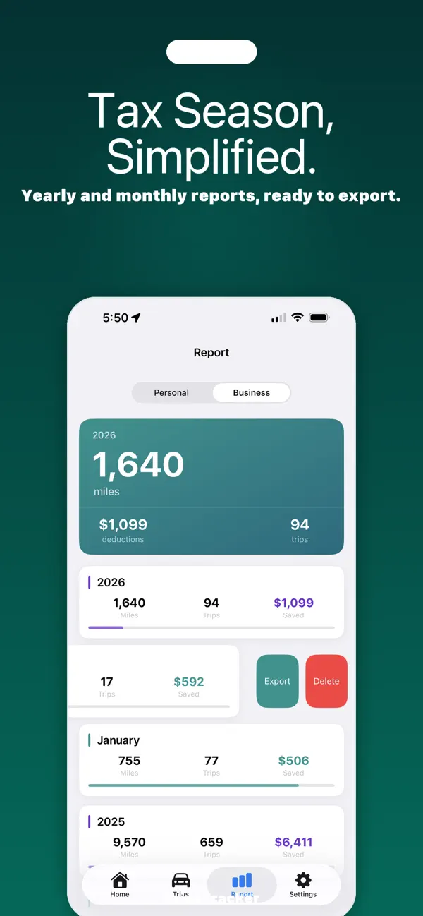 Mile Logger - Mileage tracker screenshot 1
