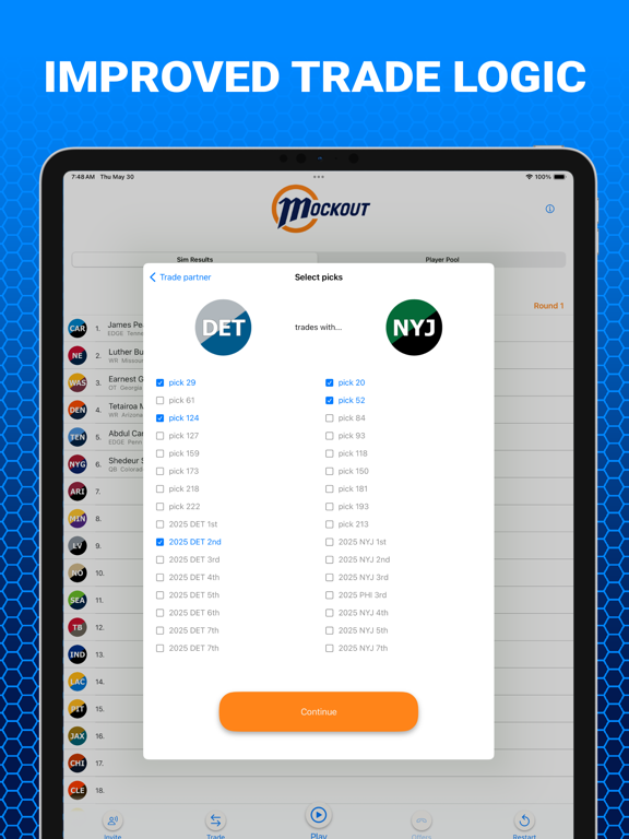 MockOut - NFL Draft Simulator screenshot 1