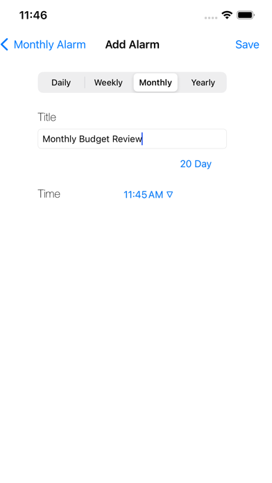 Monthly Alarm (Weekly, Yearly) screenshot 1