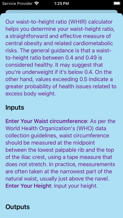 My WHtR: Waist to Height Ratio screenshot 1