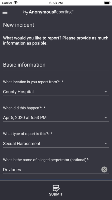 MyAnonymousReporting screenshot 4