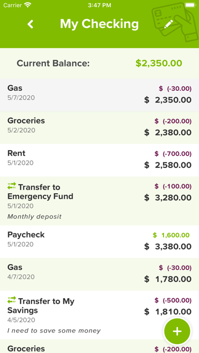 myLIFE Transaction Register screenshot 2