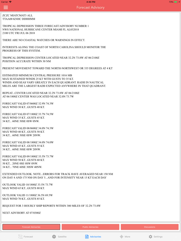 National Hurricane Center Data screenshot 2