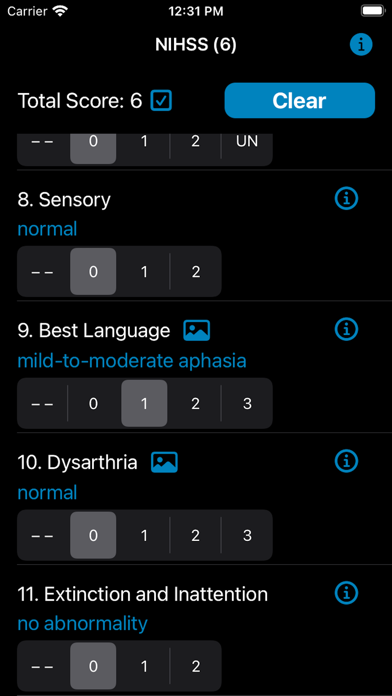 NIH Stroke Scale Calculator screenshot 1