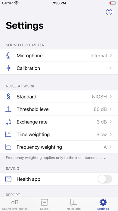 NIOSH Sound Level Meter screenshot 2
