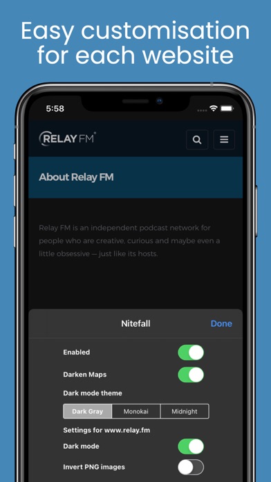 Nitefall: Browser dark mode screenshot 4