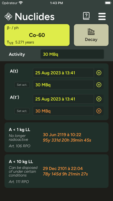 NuklidCalc screenshot 1