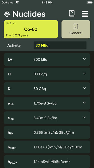 NuklidCalc screenshot 2
