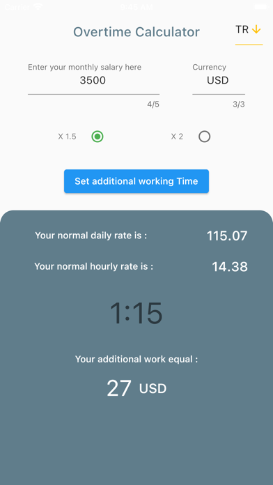 Overtime Calculator plus screenshot 1