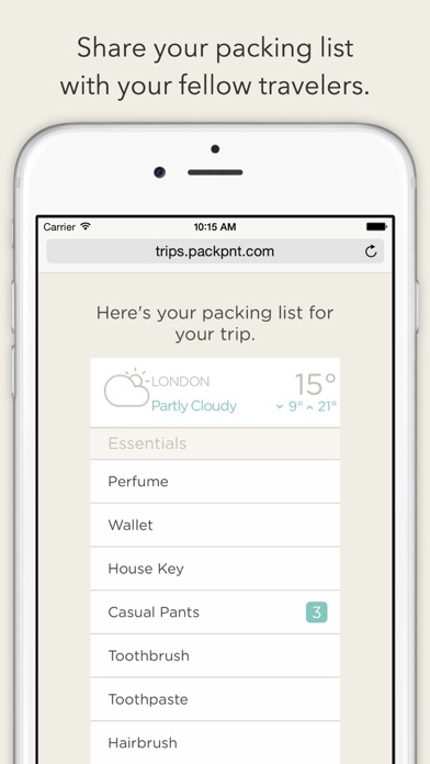 PackPoint Travel Packing List screenshot 1