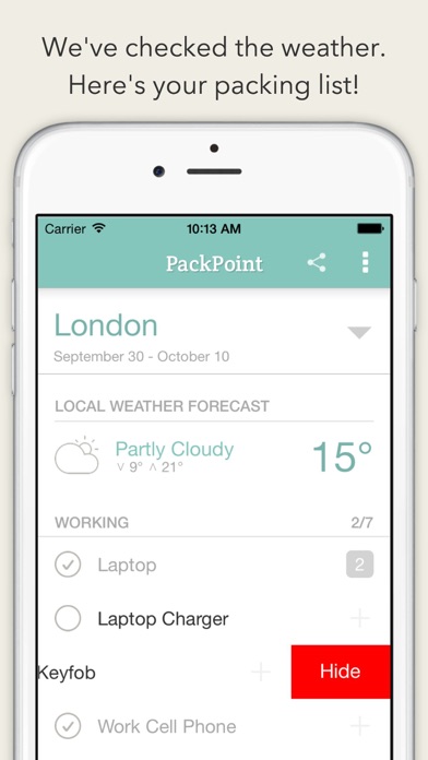 PackPoint Travel Packing List screenshot 2