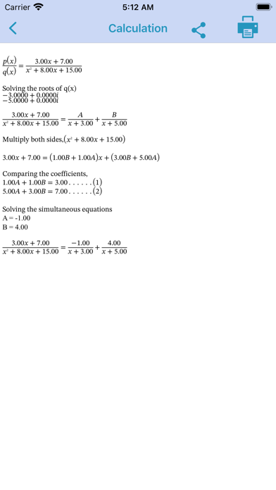 Partial fraction decomposition screenshot 1