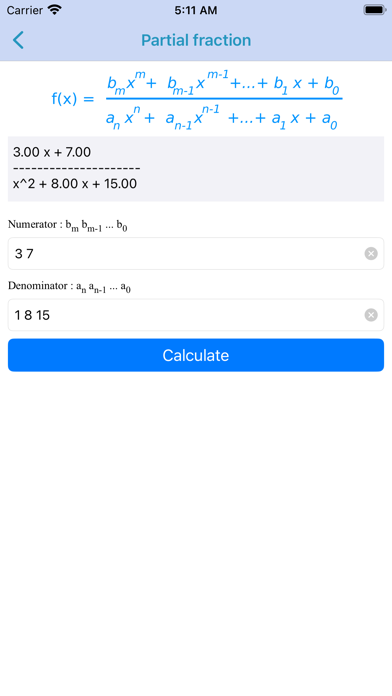 Partial fraction decomposition screenshot 2