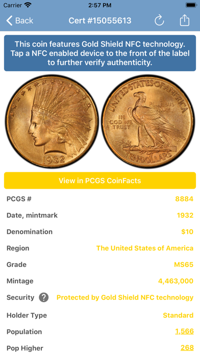 PCGS Cert Verification screenshot 5