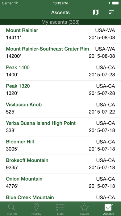 Peakbagger screenshot 5