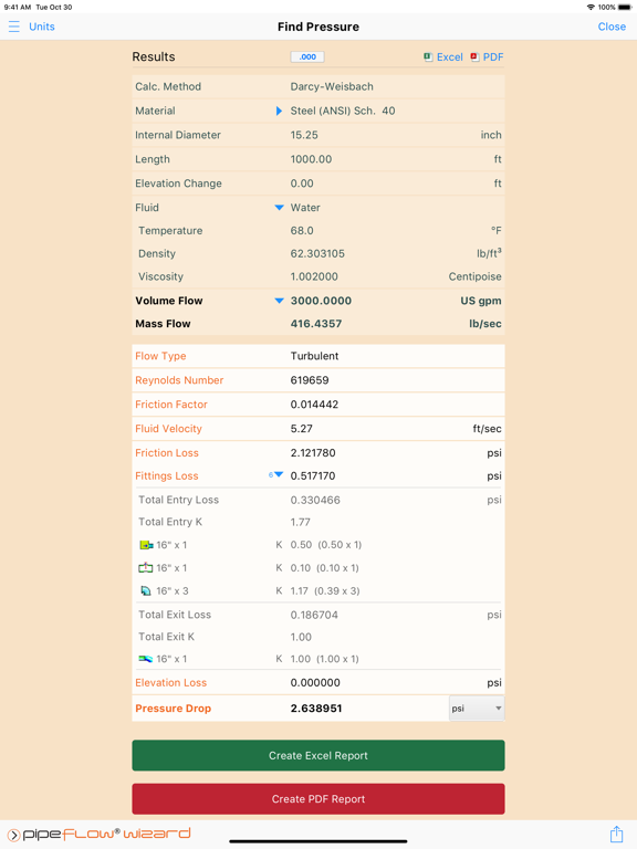 Pipe Flow Wizard - Calculator screenshot 9