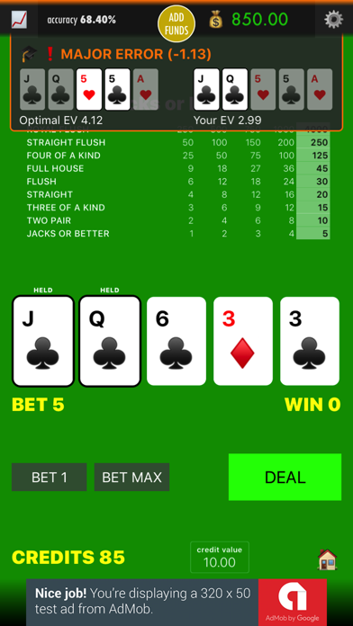 Practice Video Poker screenshot 1