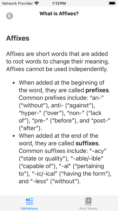 Prefix, Suffix & Root Words screenshot 3