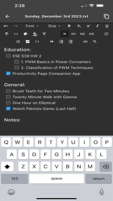 Productivity Page screenshot 1