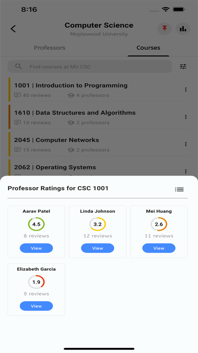 Professor Index screenshot 1